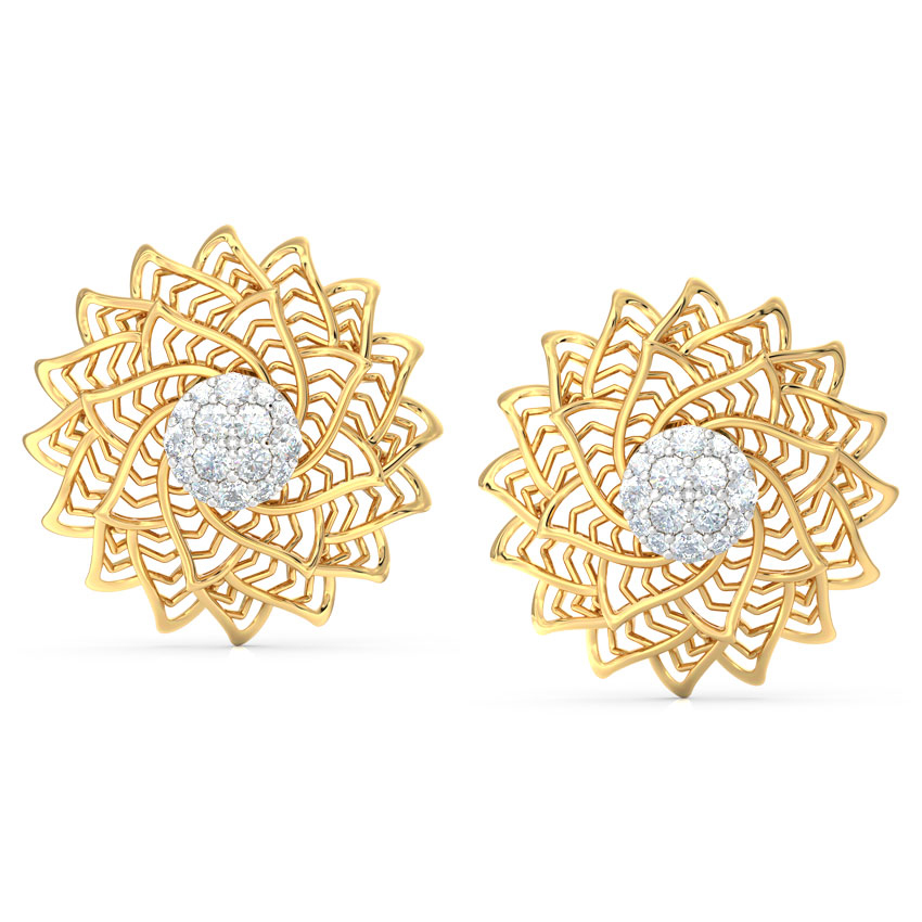 Aloe Fractal Diamond Stud Earrings Aloe Fractal Diamond Stud Earrings
