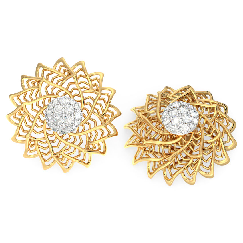 Aloe Fractal Diamond Stud Earrings Aloe Fractal Diamond Stud Earrings
