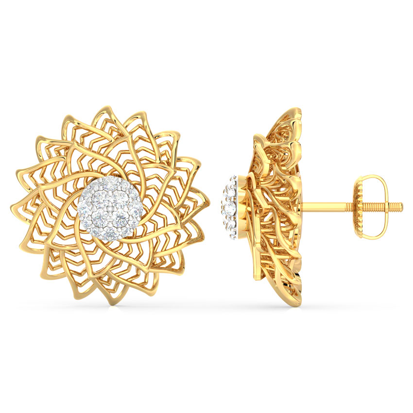Aloe Fractal Diamond Stud Earrings Aloe Fractal Diamond Stud Earrings