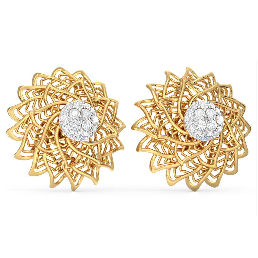 Aloe Fractal Diamond Stud Earrings Aloe Fractal Diamond Stud Earrings