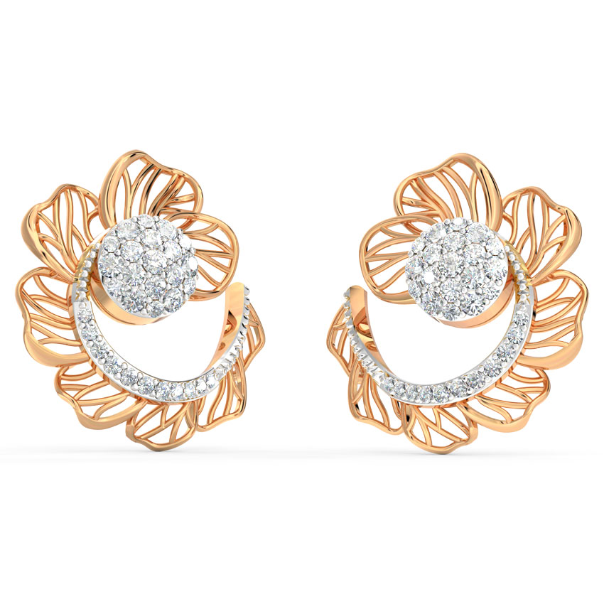 Zebra Blue Flower Stud Earrings