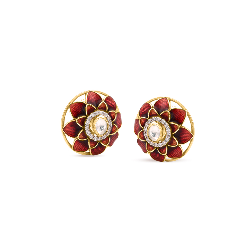 Crimson Petals Stud Earrings