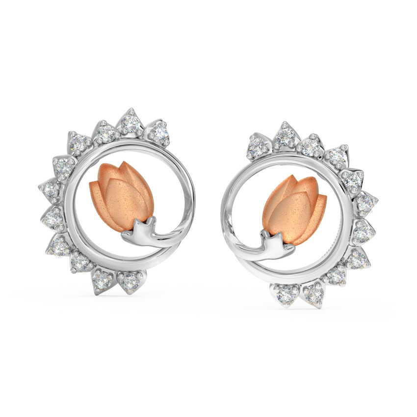 Gleam Tulip Diamond Stud Earrings