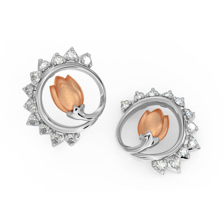 Gleam Tulip Diamond Stud Earrings