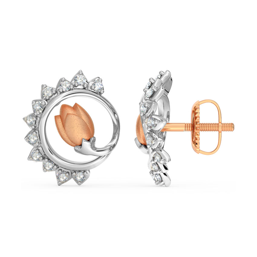 Gleam Tulip Diamond Stud Earrings