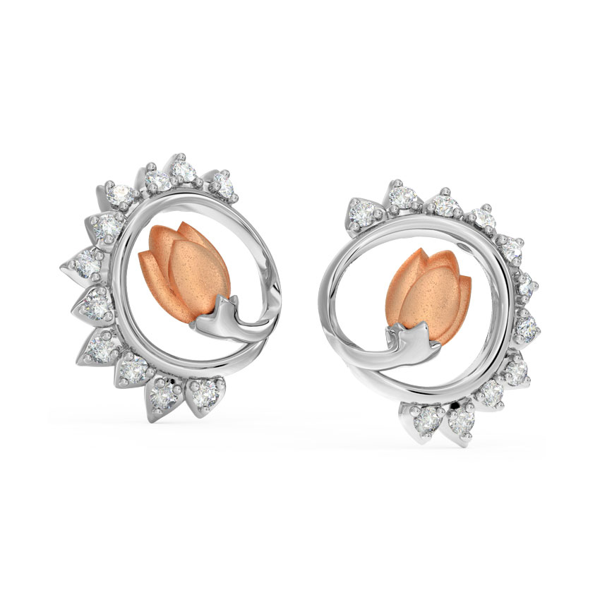 Gleam Tulip Diamond Stud Earrings