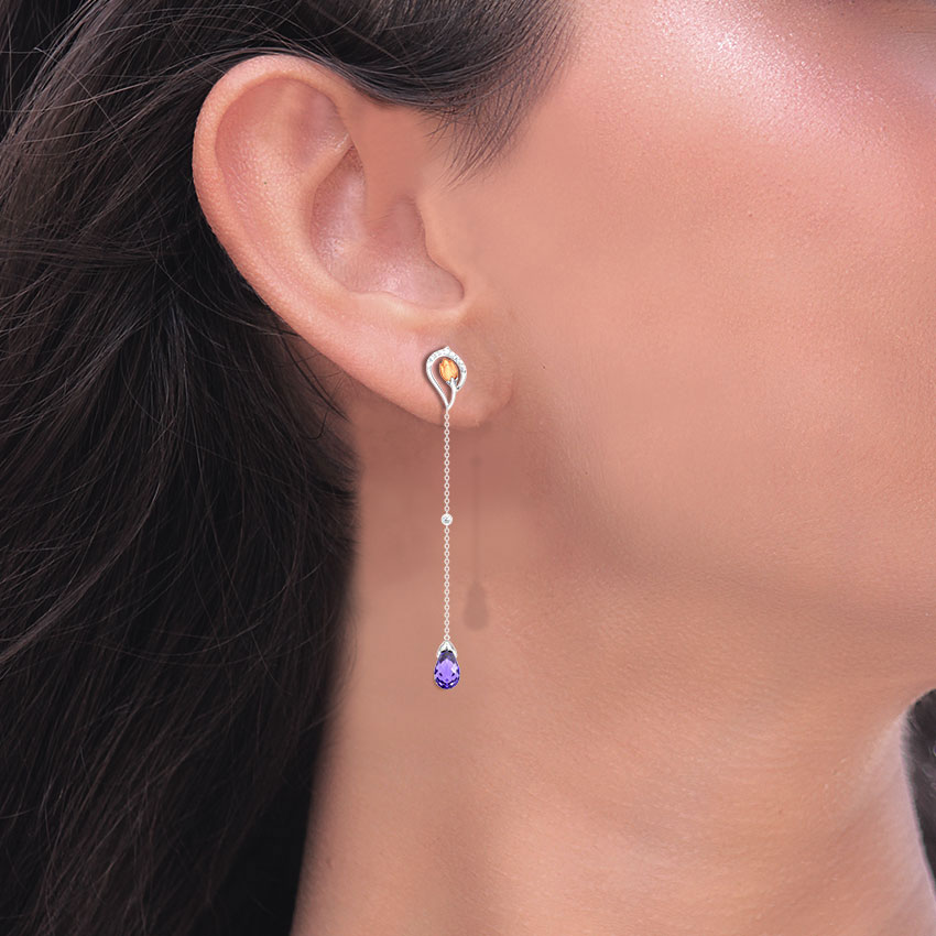 Sleek TulipGemstone Drop Earrings Sleek TulipGemstone Drop Earrings