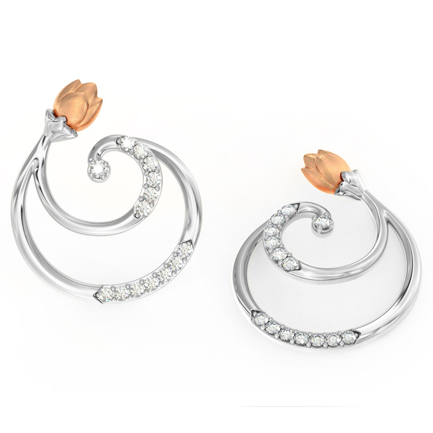 Swirl Tulip Diamond Stud Earrings