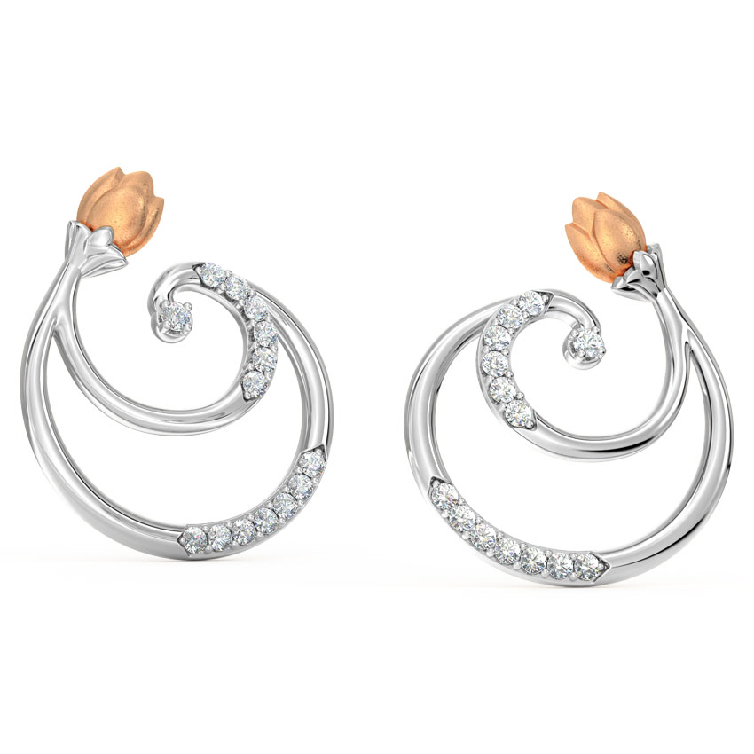Swirl Tulip Diamond Stud Earrings