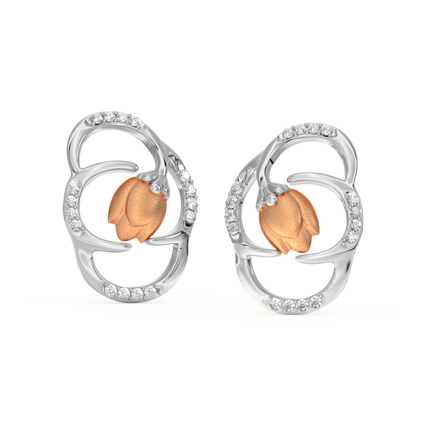 Enclosed Tulip Stud Earrings