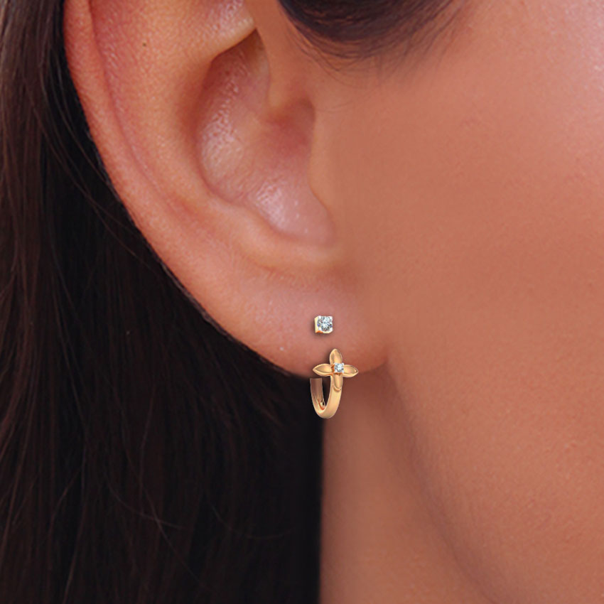 Minimal Floret Diamond Ear Jacket Minimal Floret Diamond Ear Jacket