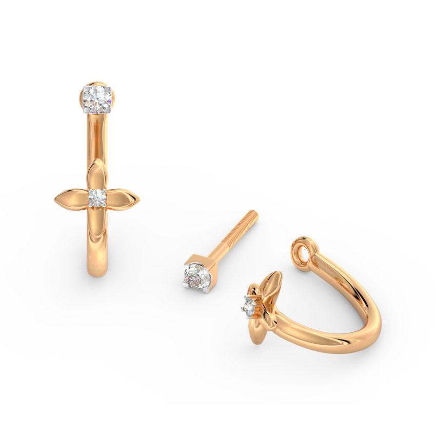 Minimal Floret Diamond Ear Jacket Minimal Floret Diamond Ear Jacket