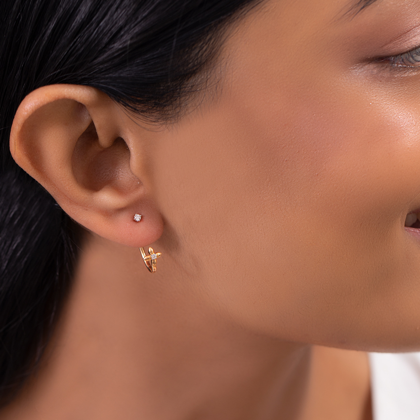 Minimal Floret Diamond Ear Jacket