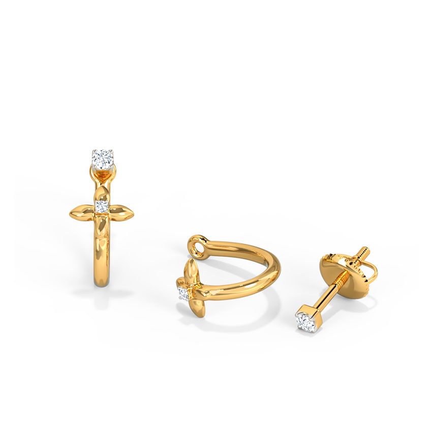 Minimal Floret Diamond Ear Jacket