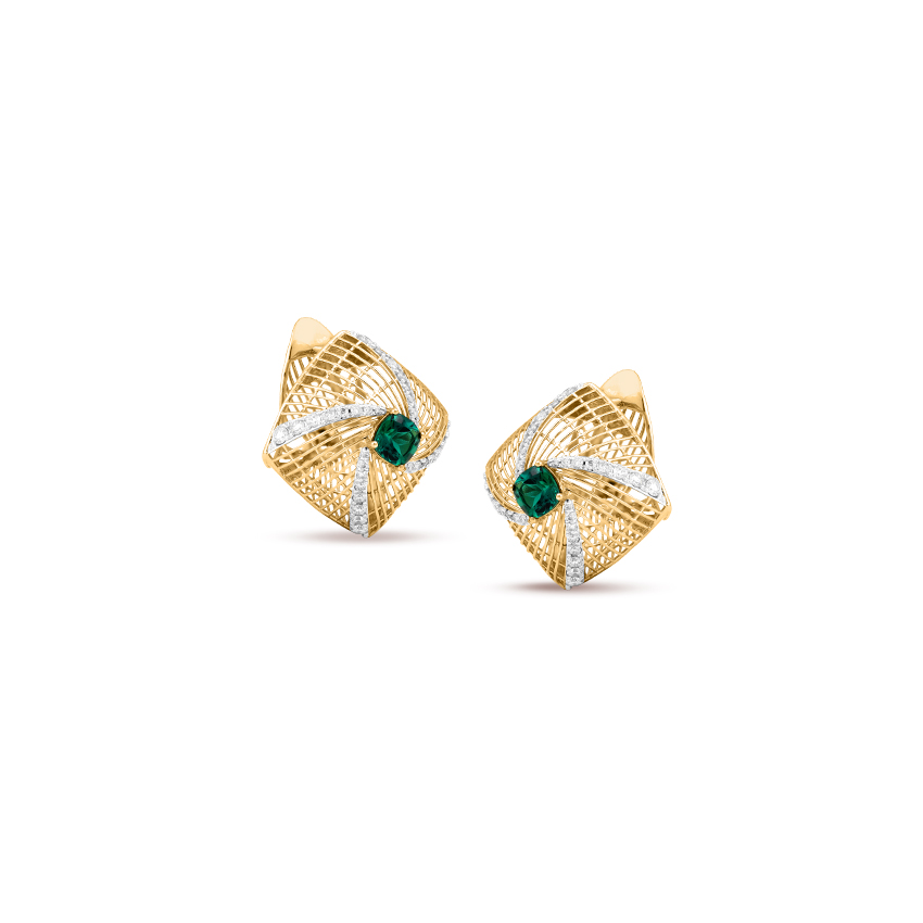 Emerald Mesh Hoop Earrings