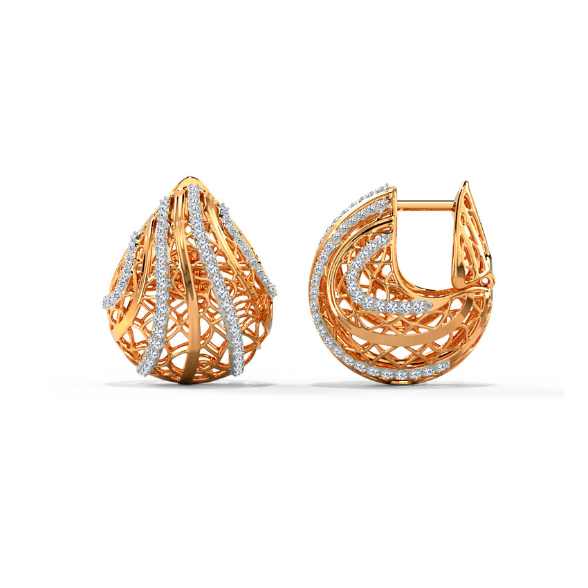 Golden Maze Diamond Hoop Earrings