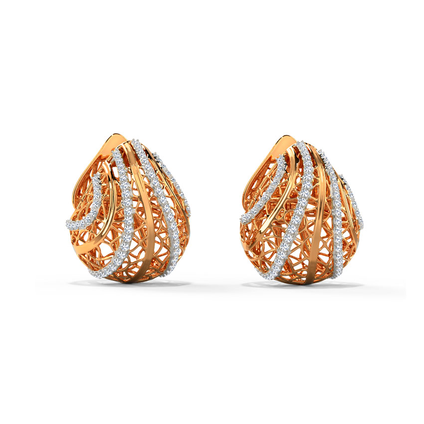 Golden Maze Diamond Hoop Earrings