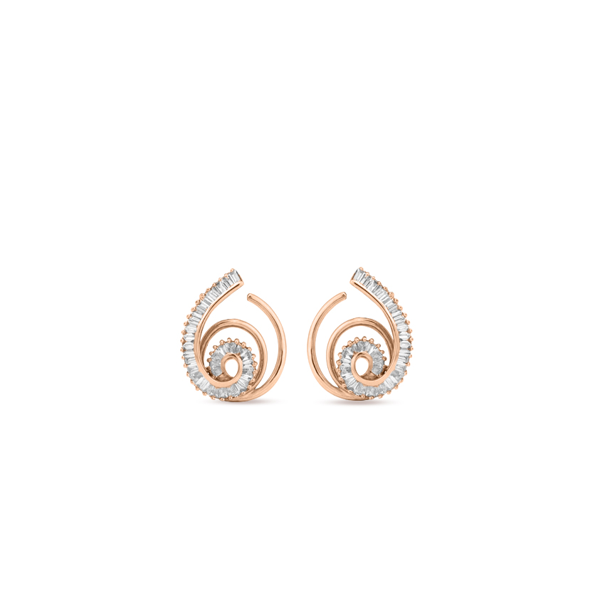 Diamond Earrings 18 Karat Yellow Gold Intricate Swirl Diamond Hoop Earrings