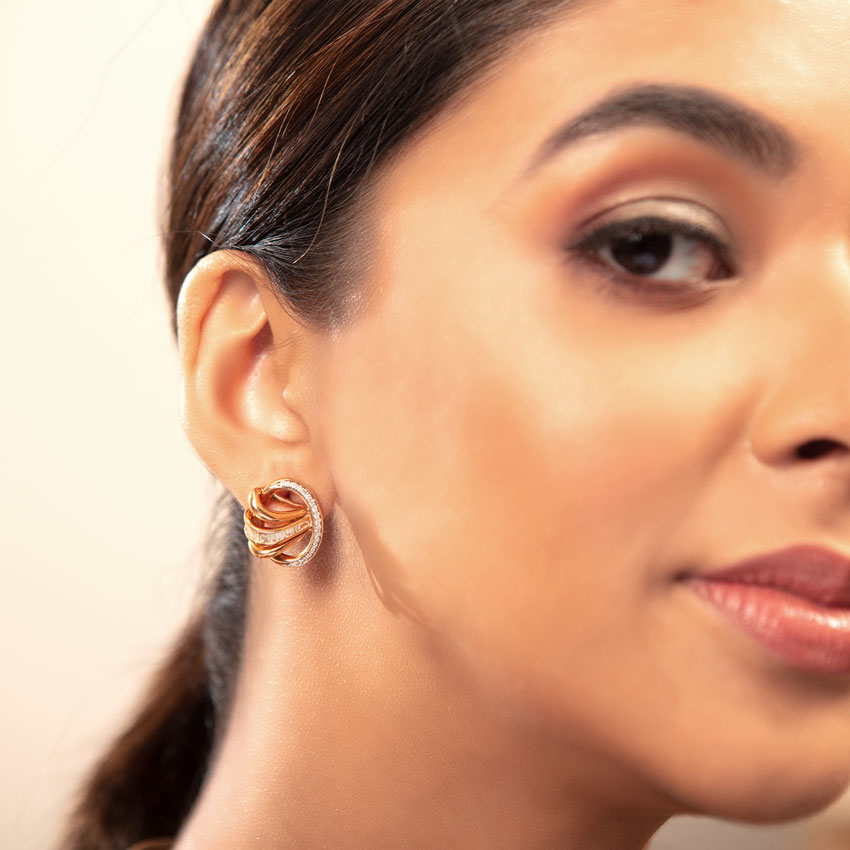 Intertwine Ribbon Diamond Stud Earrings Intertwine Ribbon Diamond Stud Earrings