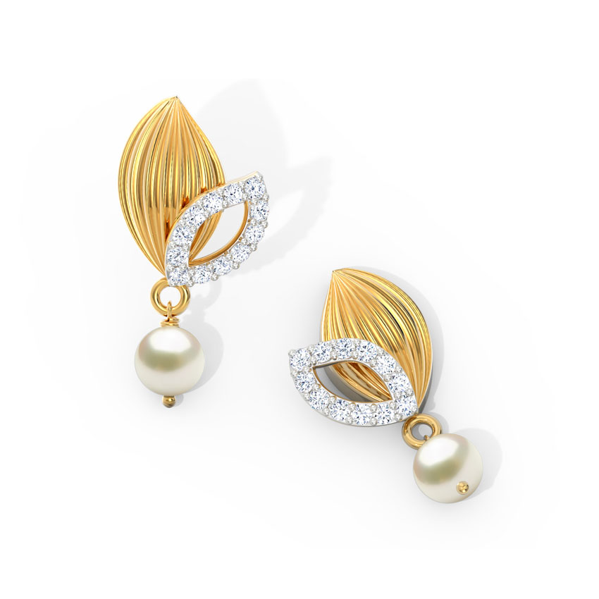Overlay Leaflet Pearl Drop Earrings Overlay Leaflet Pearl Drop Earrings