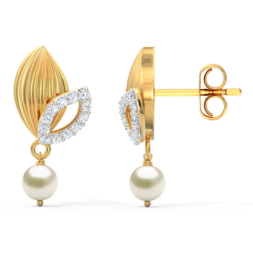 Overlay Leaflet Pearl Drop Earrings Overlay Leaflet Pearl Drop Earrings
