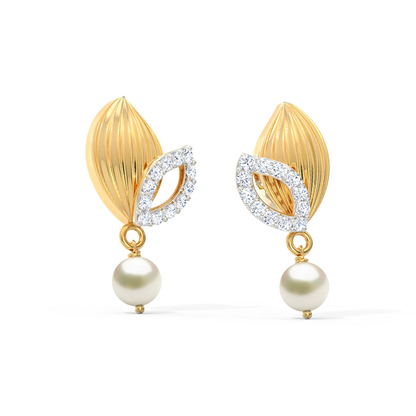 Overlay Leaflet Pearl Drop Earrings Overlay Leaflet Pearl Drop Earrings