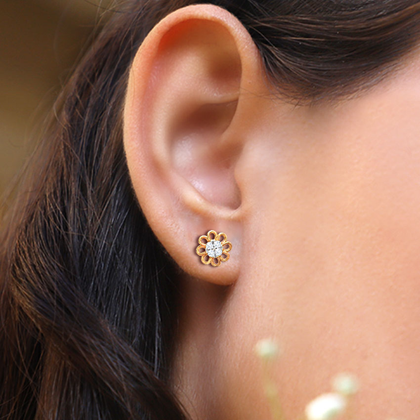 Dainty Blossom Diamond Stud Earrings