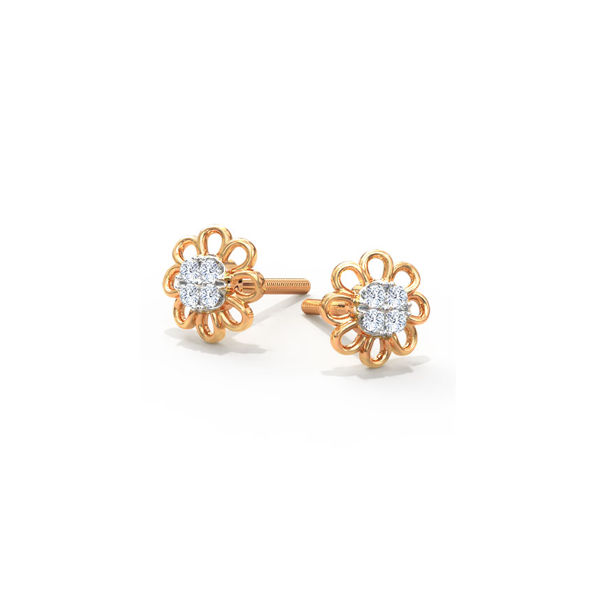Dainty Blossom Diamond Stud Earrings
