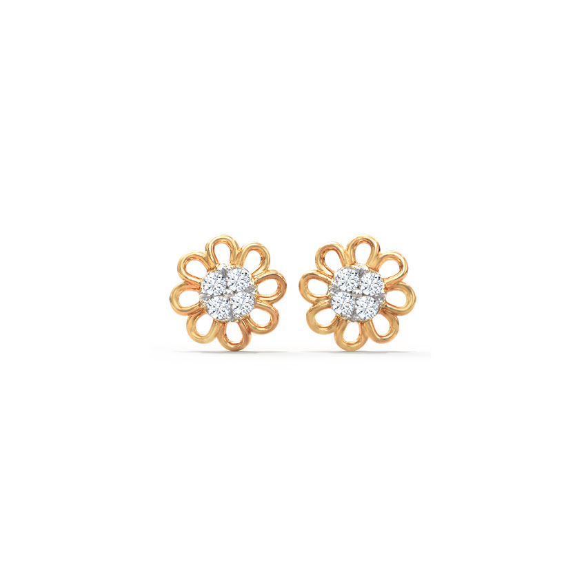 Dainty Blossom Diamond Stud Earrings