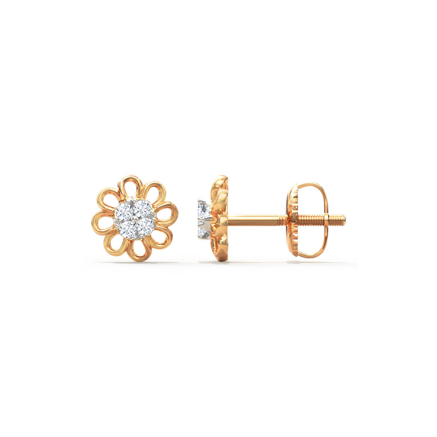 Dainty Blossom Diamond Stud Earrings