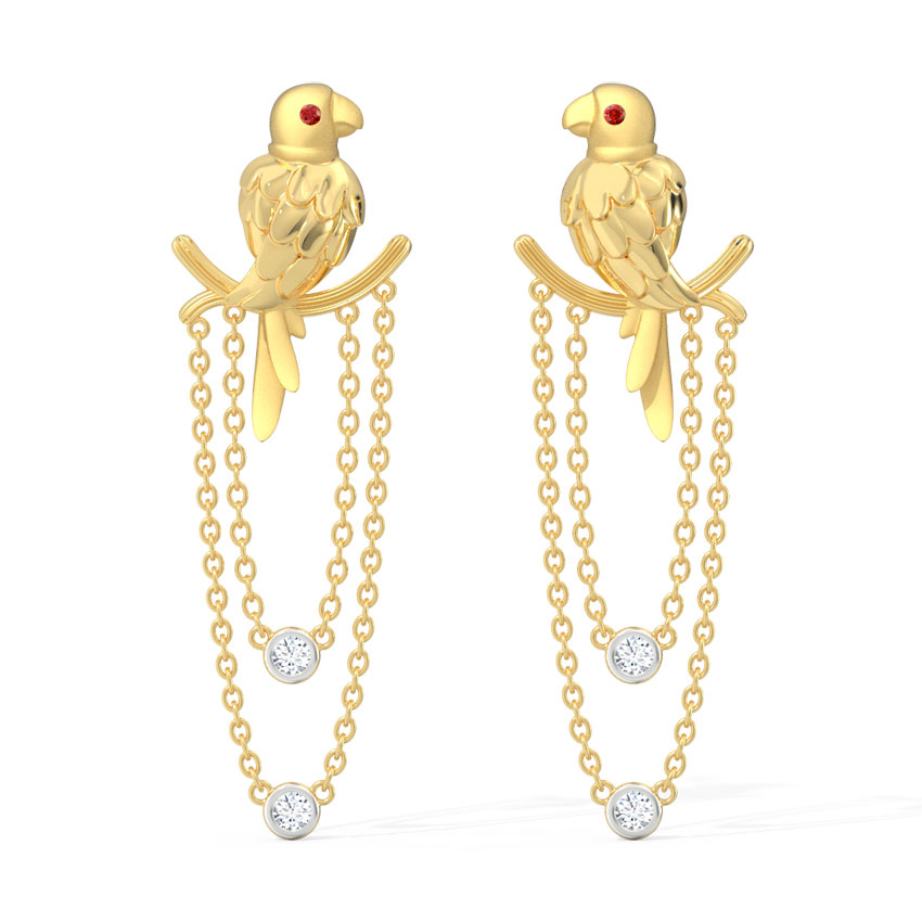 Swaying Parrot Gemstone Drop Earrings