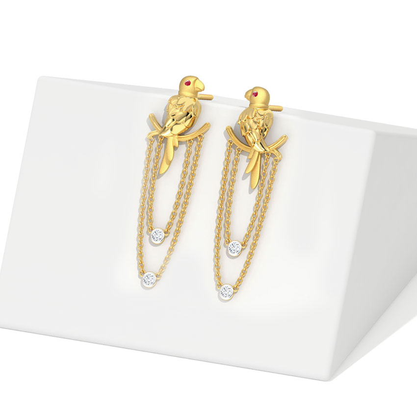 Swaying Parrot Gemstone Drop Earrings