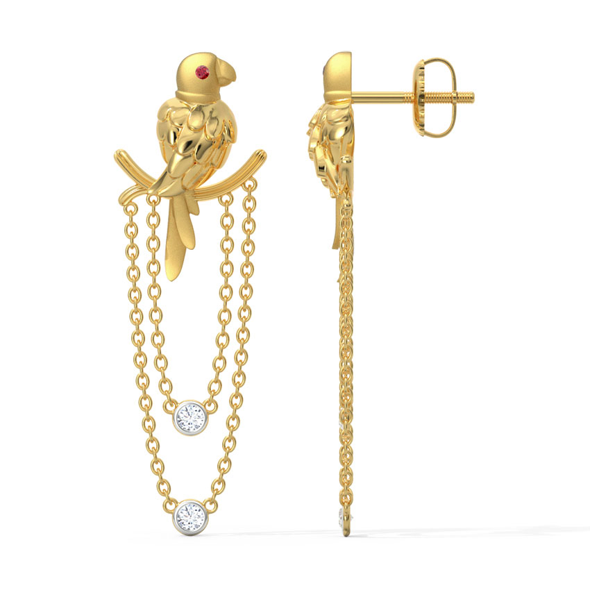 Swaying Parrot Gemstone Drop Earrings