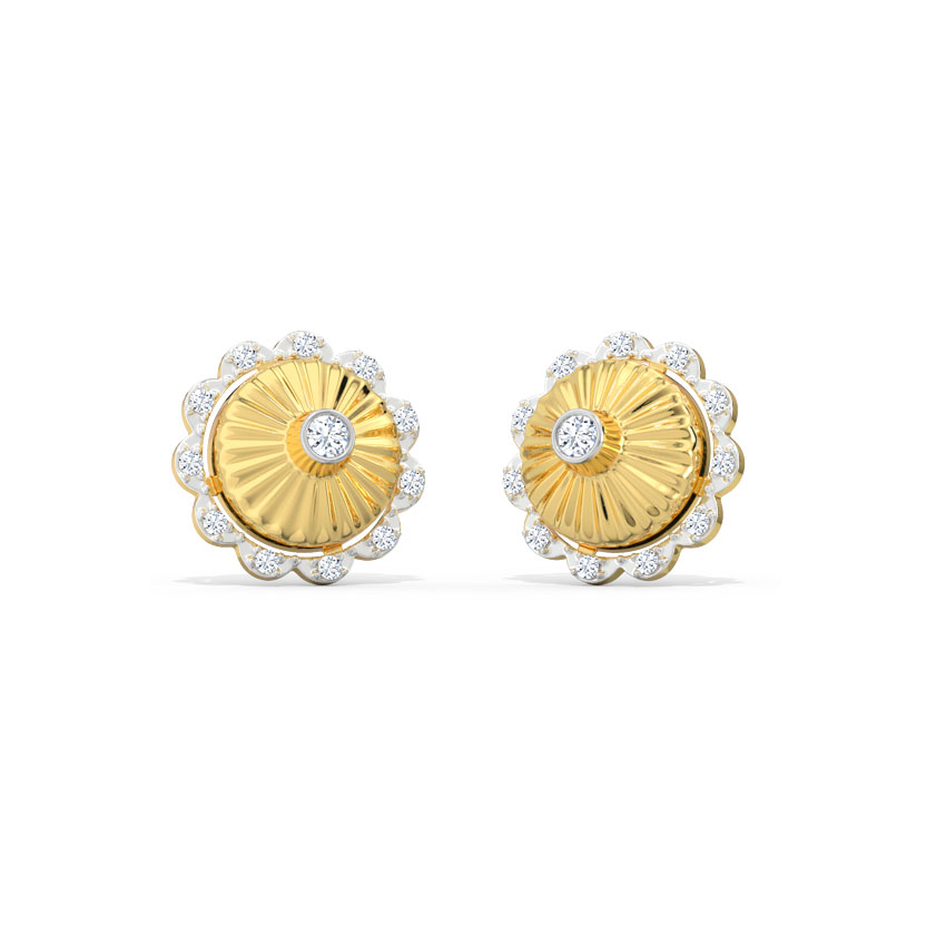 Diamond Earrings 18 Karat Yellow Gold Shanaya Circlet Diamond Stud Earrings