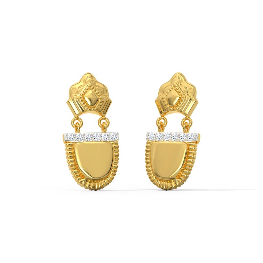 Diamond Earrings 18 Karat Yellow Gold Aditi Ornate Diamond Drop Earrings