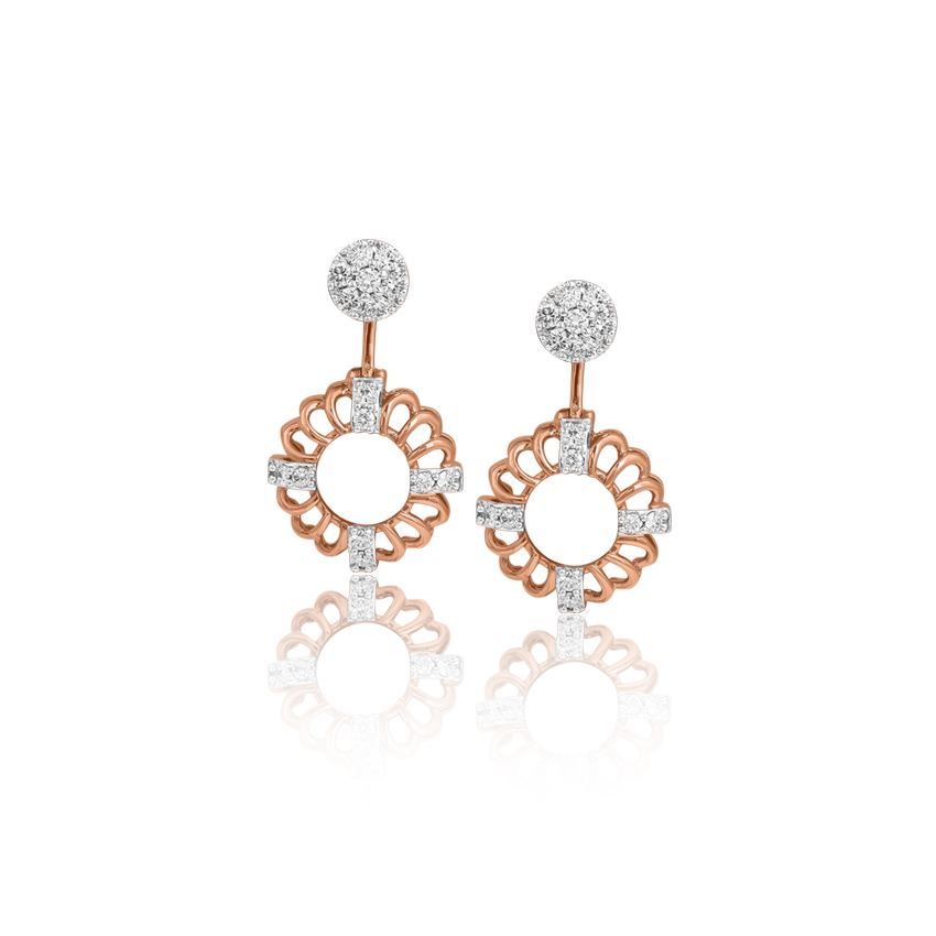 Diamond Earrings 18 Karat Rose Gold Alyssa Convertible Diamond Stud Earrings