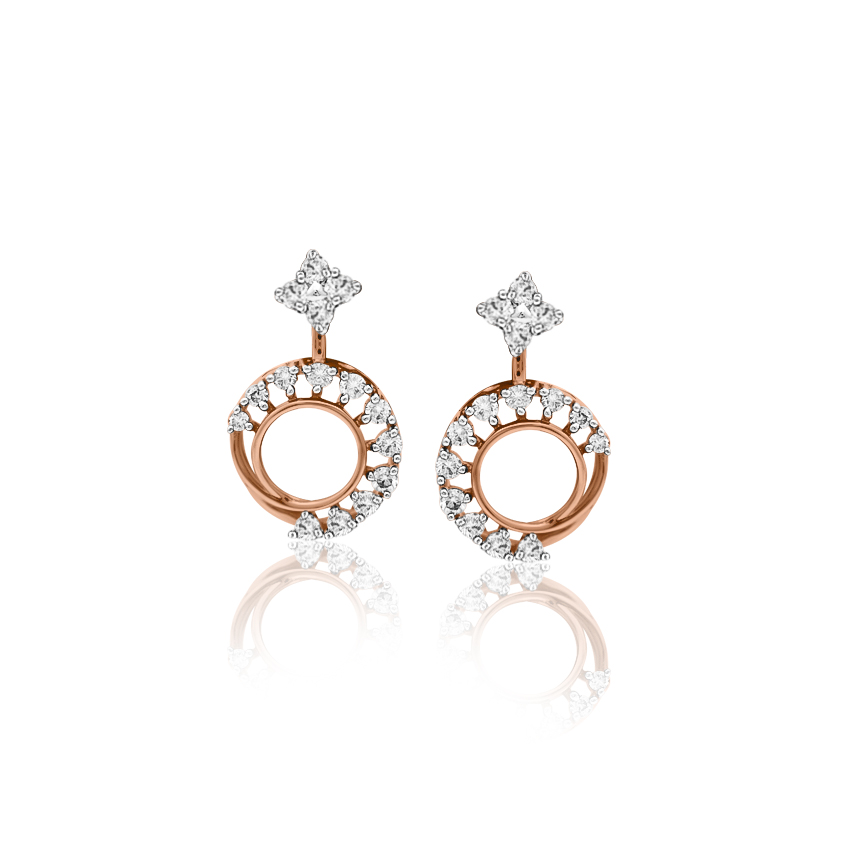 Diamond Earrings 18 Karat Rose Gold Dazzling Circlet Diamond Ear Jacket