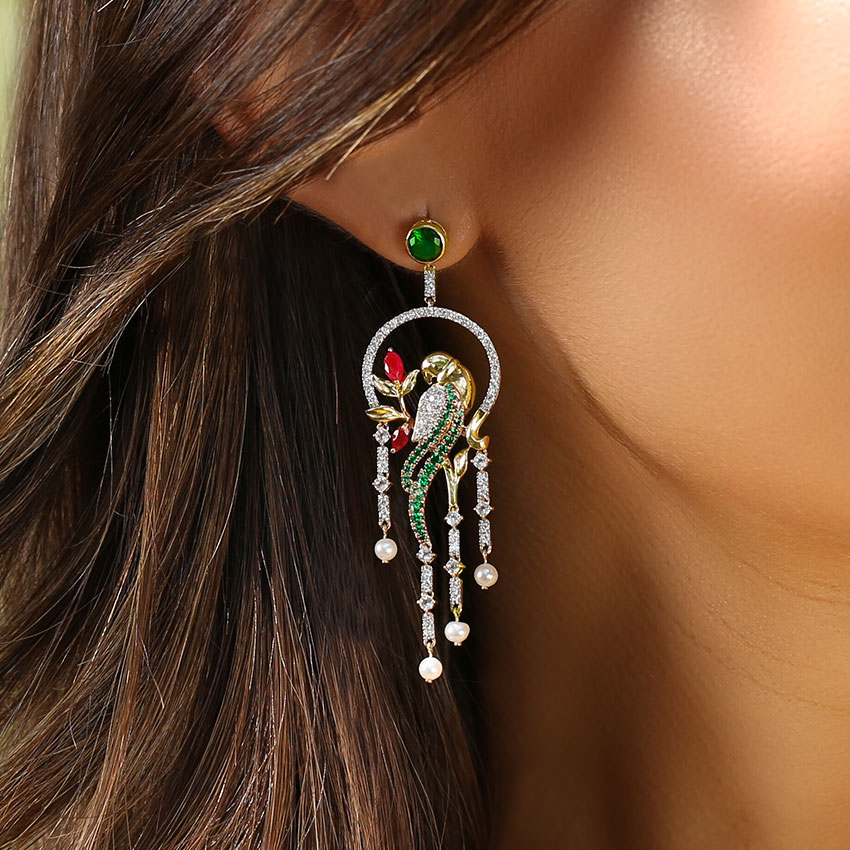 Enchanting Parrot Gemstone Drop Earrings