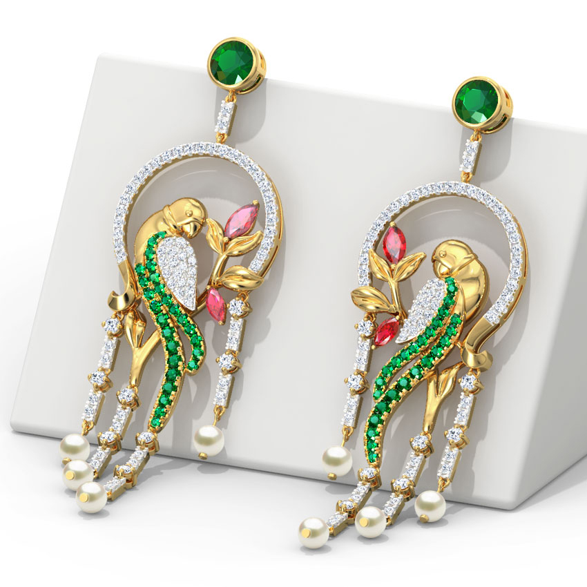 Enchanting Parrot Gemstone Drop Earrings