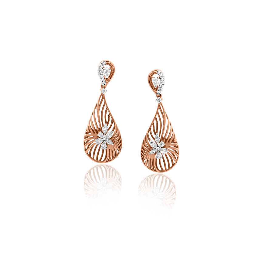 Diamond Earrings 18 Karat Rose Gold Ariana Gleaming Diamond Drop Earrings
