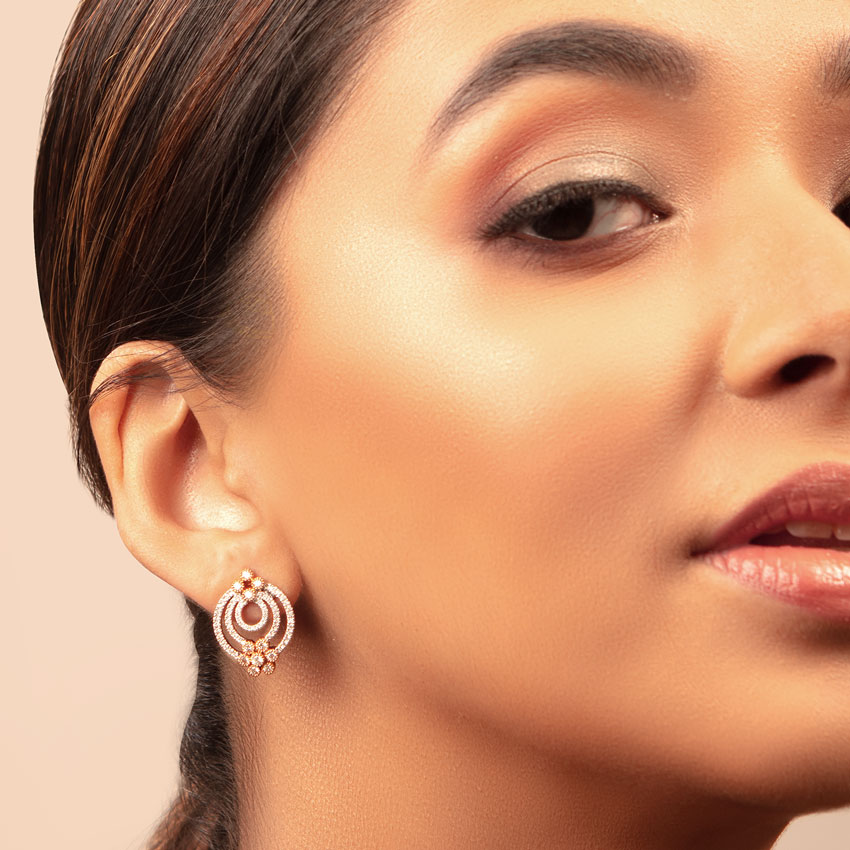 Radiant Floral Diamond Stud Earrings