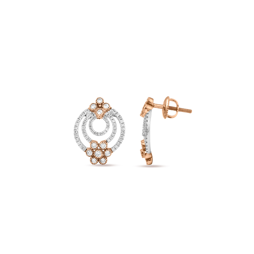 Radiant Floral Diamond Stud Earrings