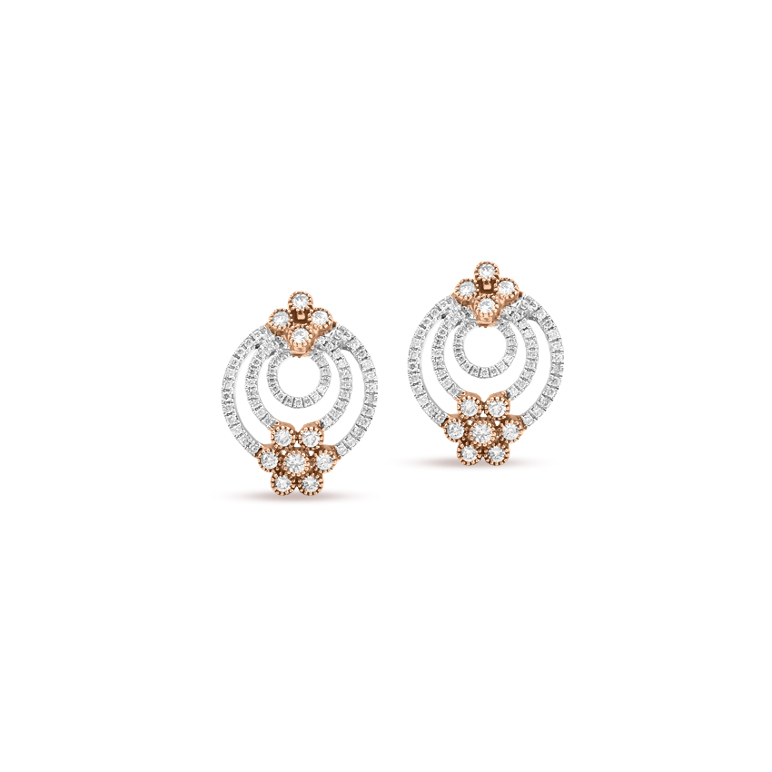 Radiant Floral Diamond Stud Earrings