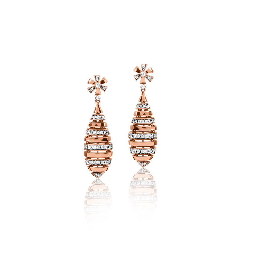 Diamond Earrings 18 Karat Rose Gold Admirable Linear Diamond Drop Earrings
