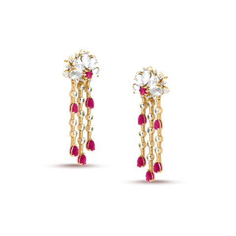 Carmine Bloom Gemstone Drop Earrings