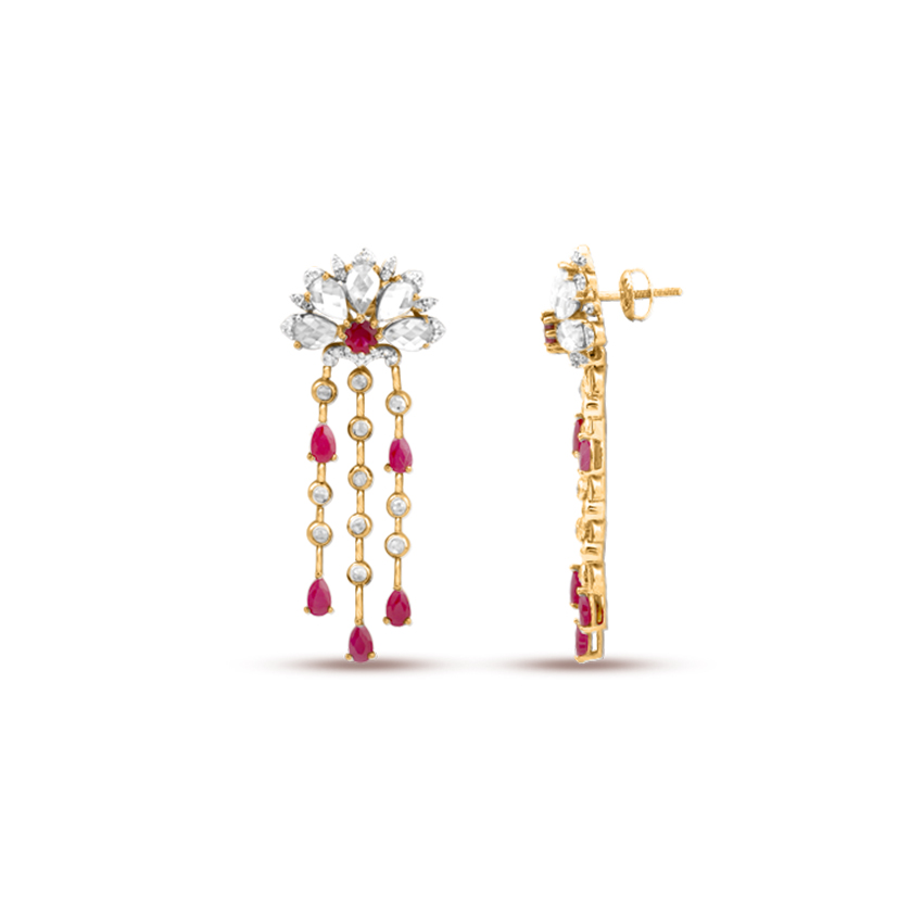 Carmine Bloom Gemstone Drop Earrings