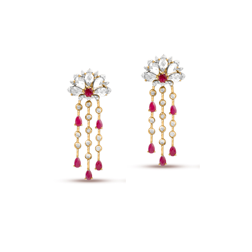 Carmine Bloom Gemstone Drop Earrings