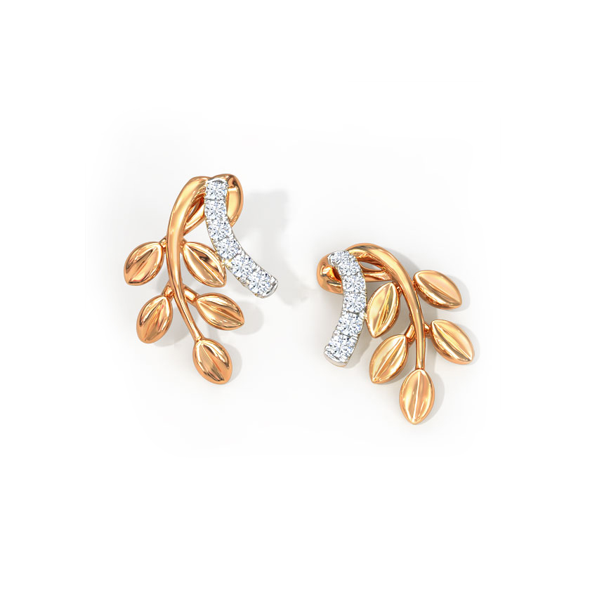 Curvilinear Fern Diamond Stud Earrings Curvilinear Fern Diamond Stud Earrings