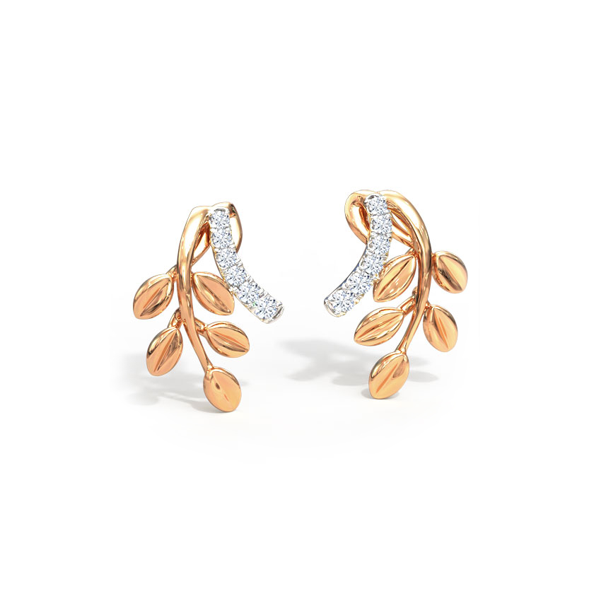 Curvilinear Fern Diamond Stud Earrings Curvilinear Fern Diamond Stud Earrings