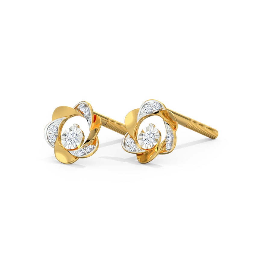 Whirl Miracle Plate Diamond Stud Earrings